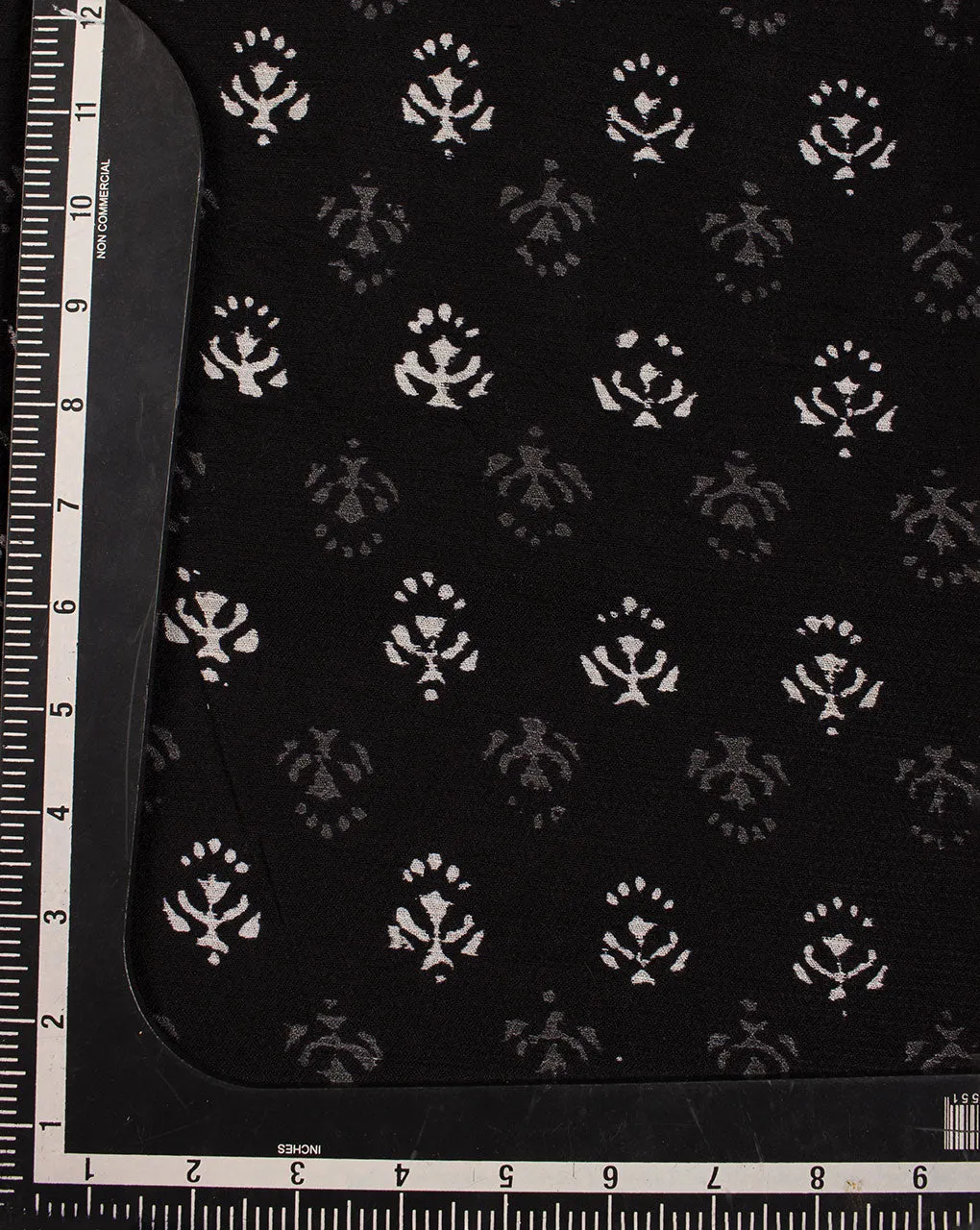 ( Pre Cut 85 CM ) Monochrome Hand Block Rayon Dobby Fabric