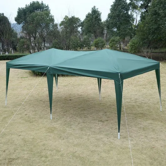 10’ x 20’ EZ POP UP Folding Wedding Party Tent Cross-Bar-Green