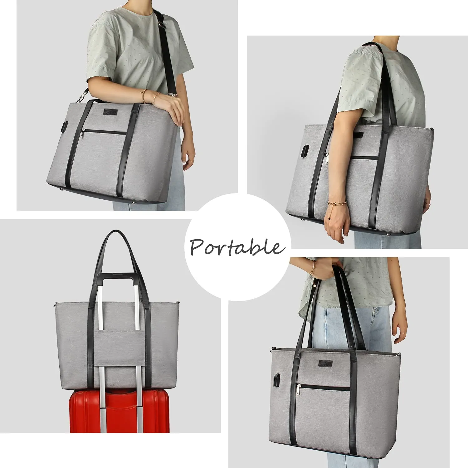 17.3 inch  Large Gray Laptop Tote Bag