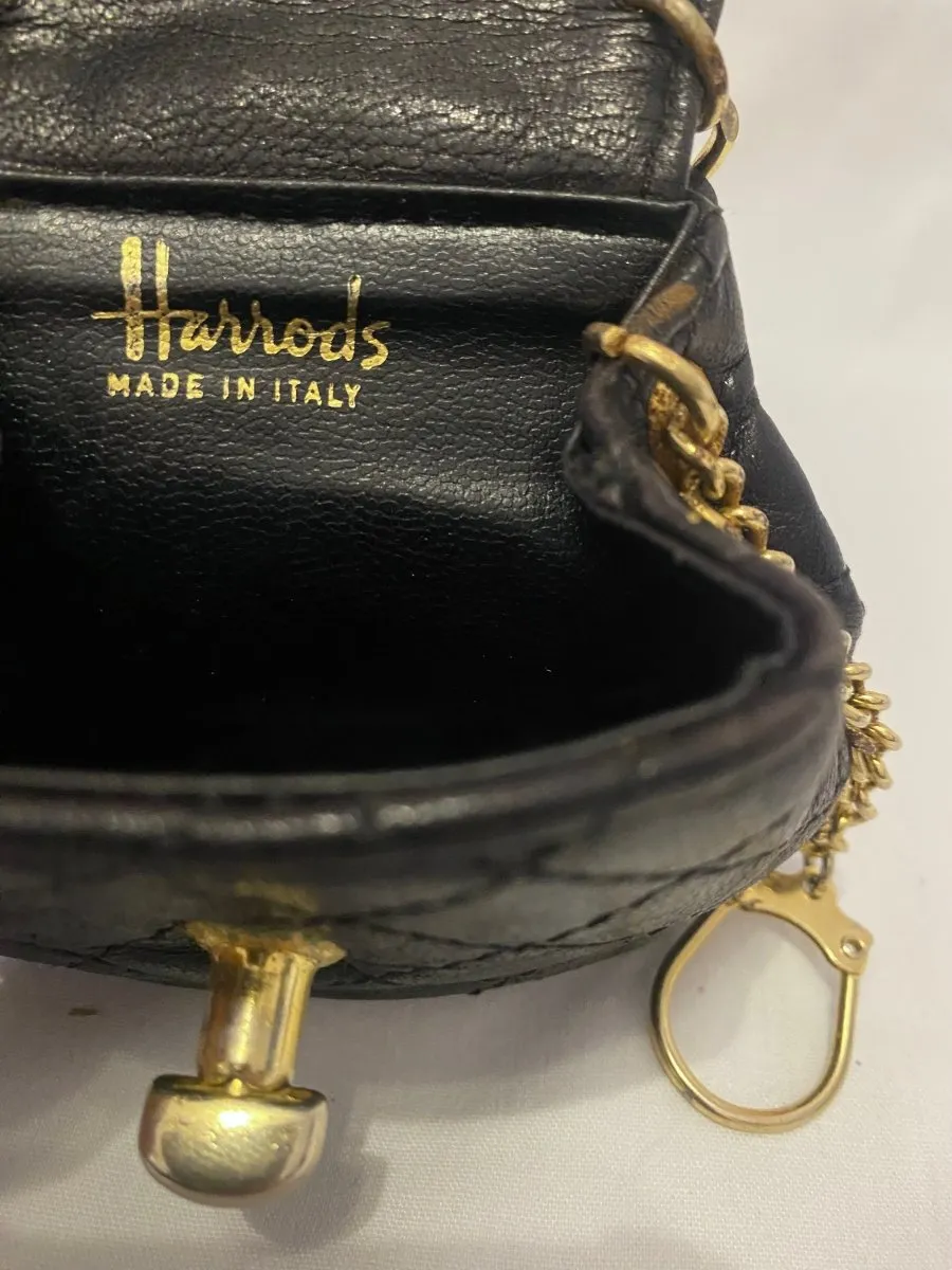 1980s Harrods Black Leather Coin Mini Bag