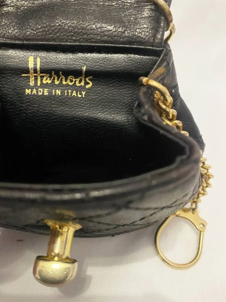 1980s Harrods Black Leather Coin Mini Bag