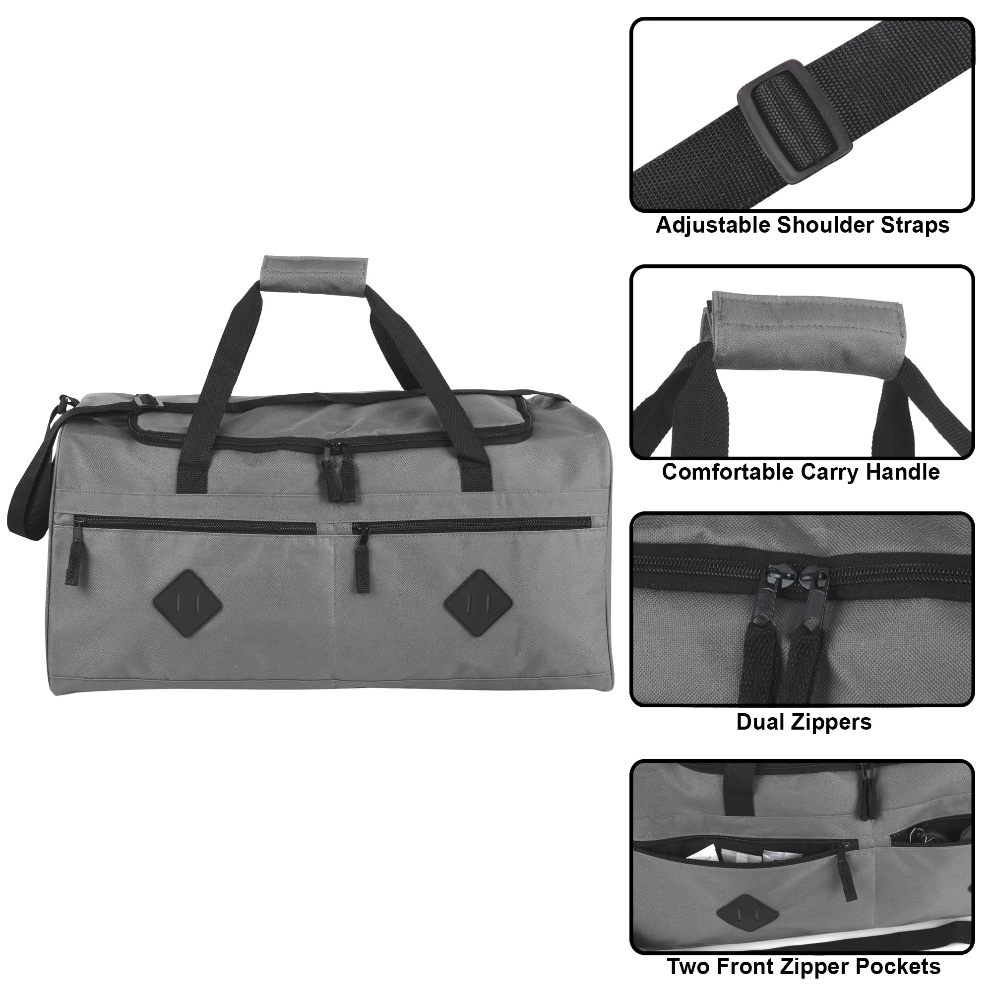 24 Inch Multi Pocket Duffle Bag - Solid Colors