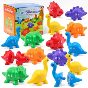 26Pcs Matching Letters Fine Motor Toy, Alphabet Match Game Educational Toys for Toddlers 1-3 Dinosaur Alphabet Learning Toy for Toddler Age 1, 2, 3 Montessori Preschool Educational Toy（New Model）