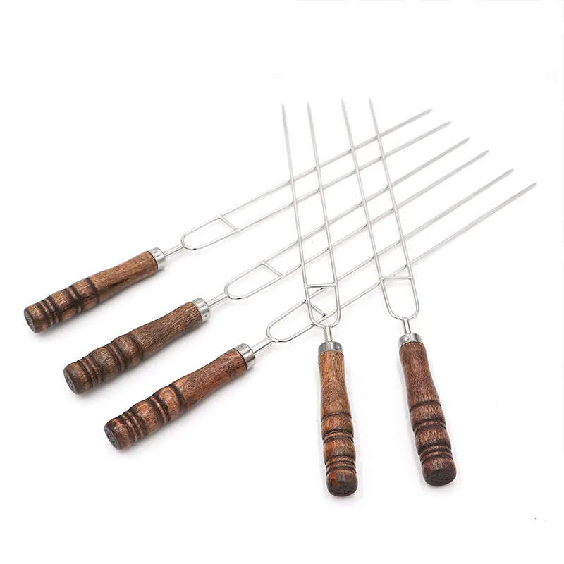 5pcs Portable Sharp Roasting Forks with Bag Camping Skewers BBQ Forks