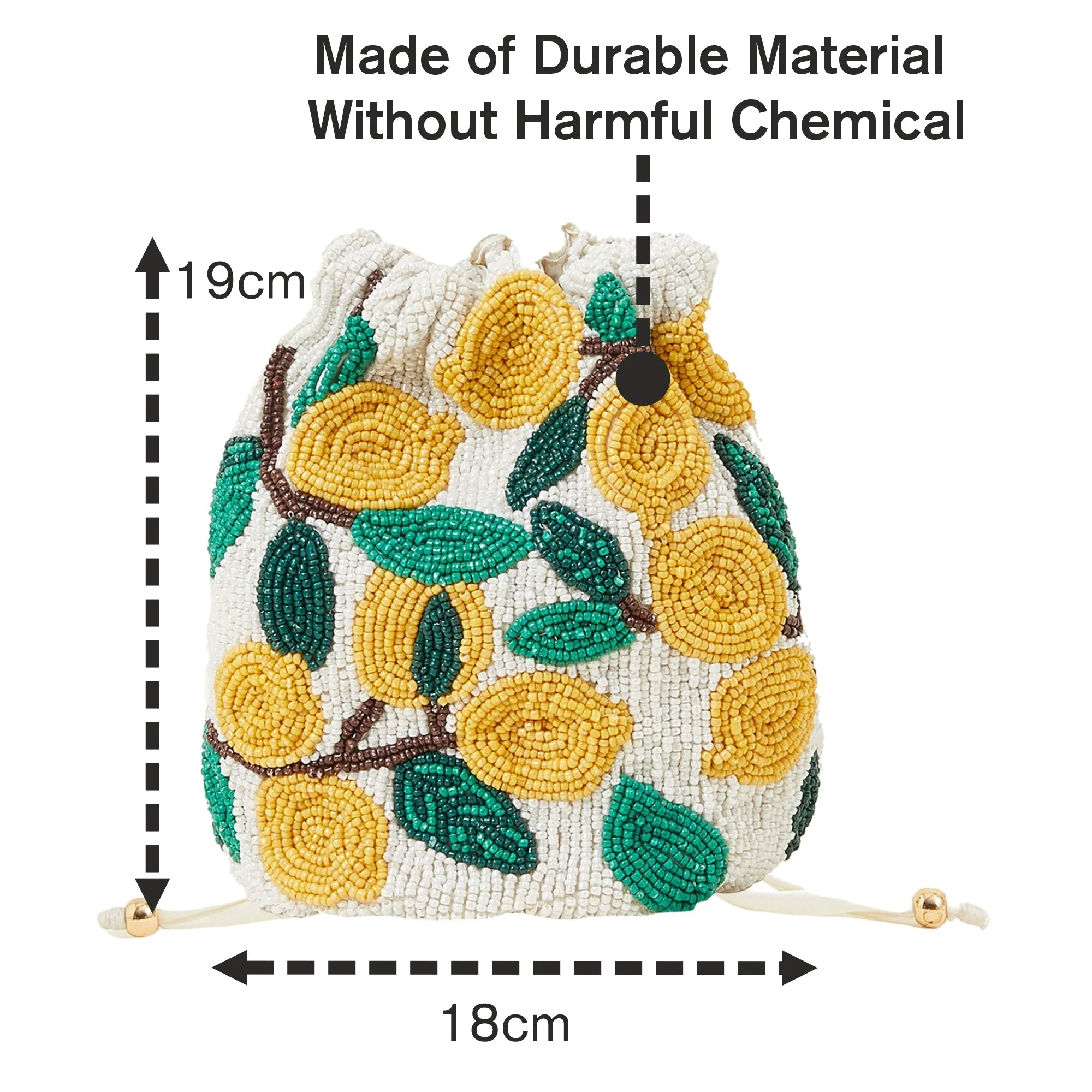 Accessorize London Women's Multi Color Lemon Beaded Drawstring Duffle Bag