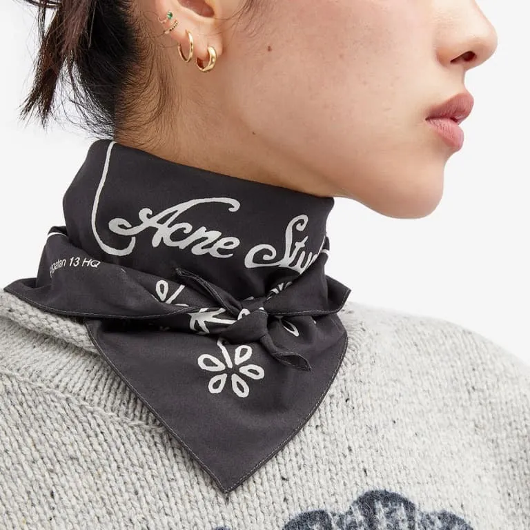 Acne Studios Logo Bandana, black/white