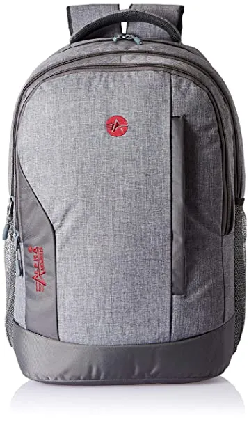 Alpha Nemesis Casual Waterproof Laptop Backpack/Office Bag/School Bag/College Bag/Business Bag/Unisex Travel Backpack Made With Waterproof polyester 38 Ltrs Black Grey Backpack