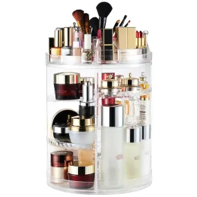 AMEITECH Makeup Organizer, 360 Degree Rotating Adjustable Cosmetic Storage Display Case with 8 Layers Large Capacity, Fits Jewelry, Makeup Brushes, Lipsticks and More, Clear