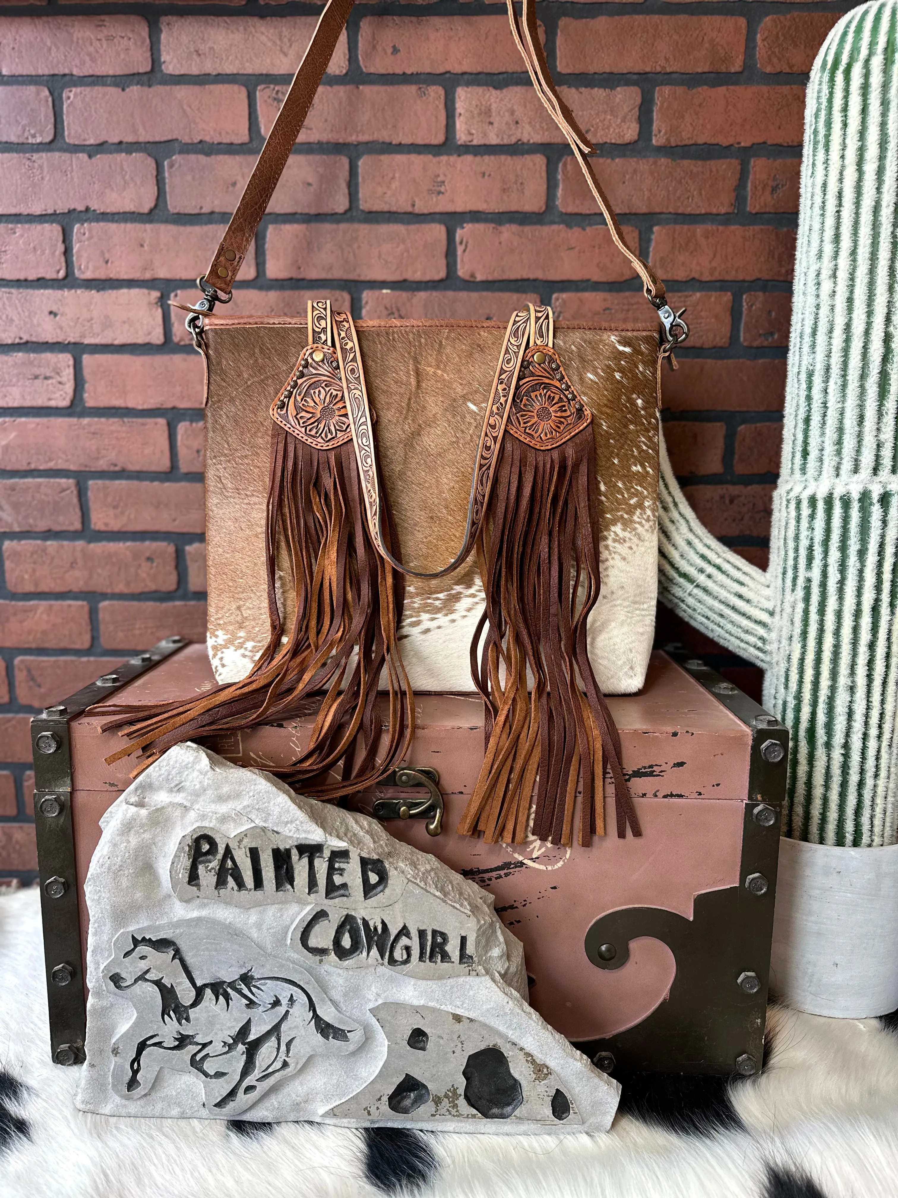 American Darling Cowhide Hair-On Concealed Carry Tote Purse ADBG1045