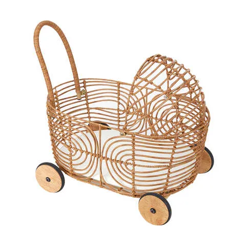 Anko Faux Rattan Pram With Mattresses/Suitable for Ages 3  Years