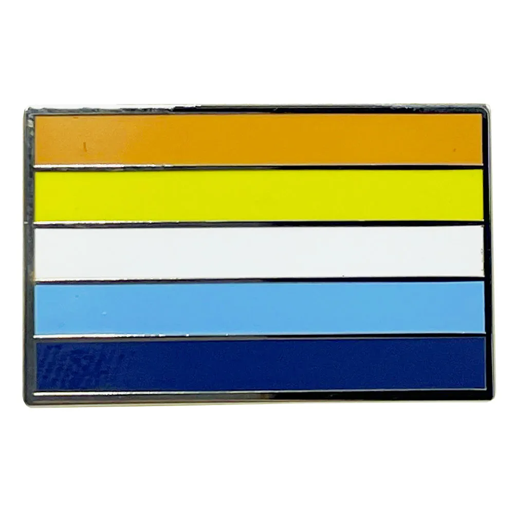 Aroace Pride Silver Metal Rectangle Lapel Pin Badge