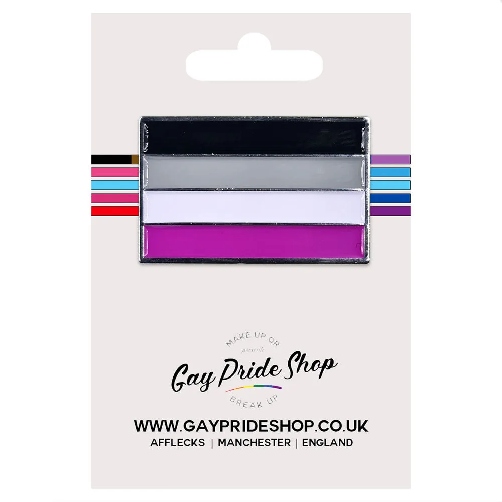 Asexual Pride Flag Silver Metal Rectangle Lapel Pin Badge