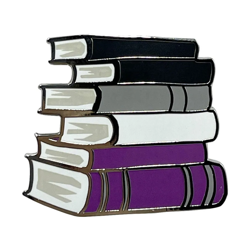 Asexual Pride Stack Of Books Metal Lapel Pin Badge