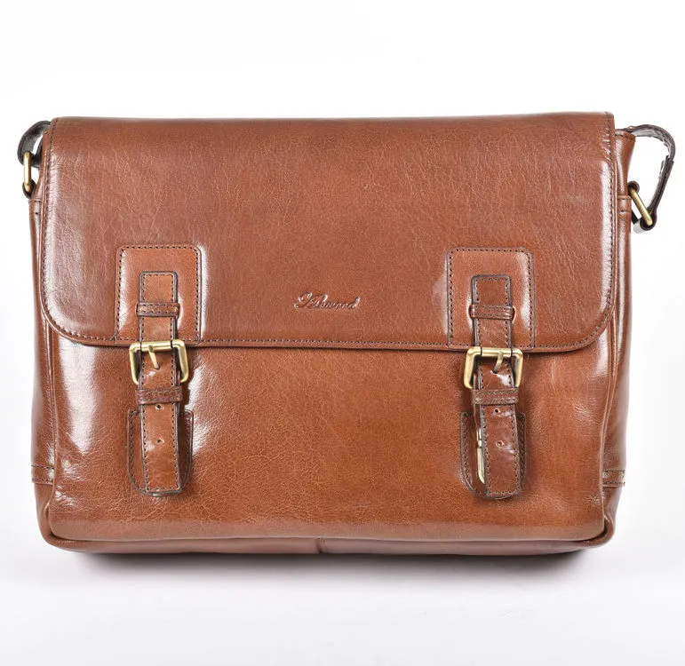 Ashwood Chelsea Jasper Double Clasp Chestnut Leather Laptop Satchel