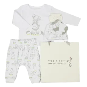 Baby Unisex 4pcGift Set - Elephant/Bear (PK6) (0-6M) E13340