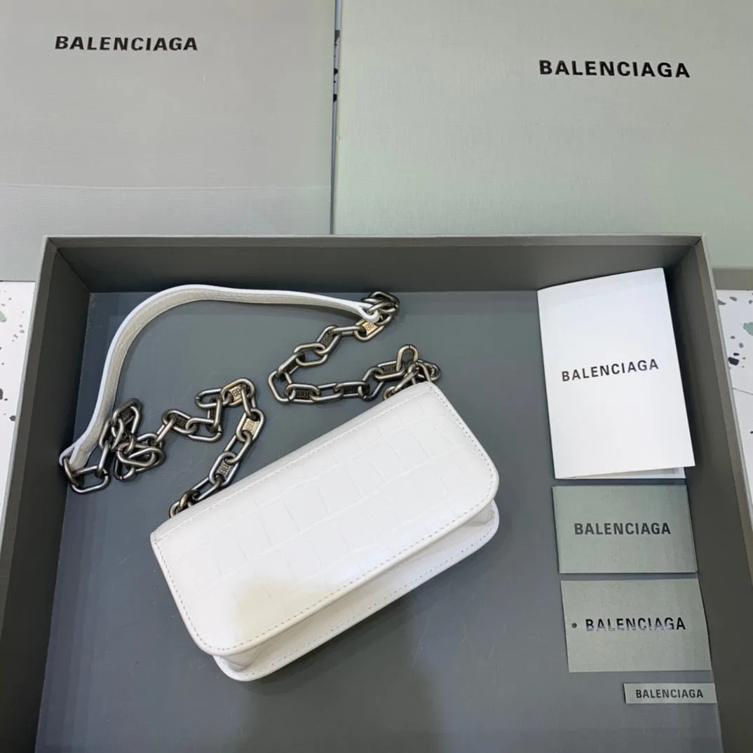 Balen Gossip Small On Chain Shoulder Bag White, For Women,  Bags 7.4in/19cm