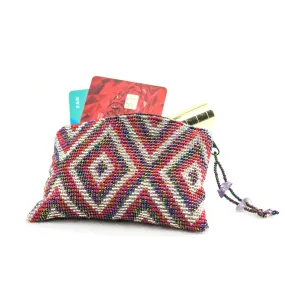 Beaded Seed Bead Geometric Coin Purse  - Guatemala