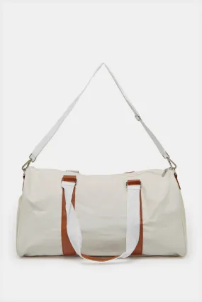 Beige Plain Duffle Bag