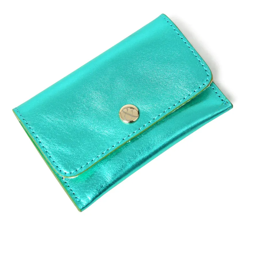 Bell & Fox Ellie Card Holder Popper Purse-Emerald Metallic