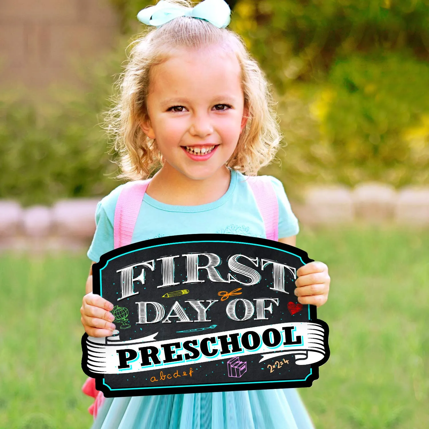 Bigtime Signs First Day of Preschool Sign Board Plaque Back to School Sign for use