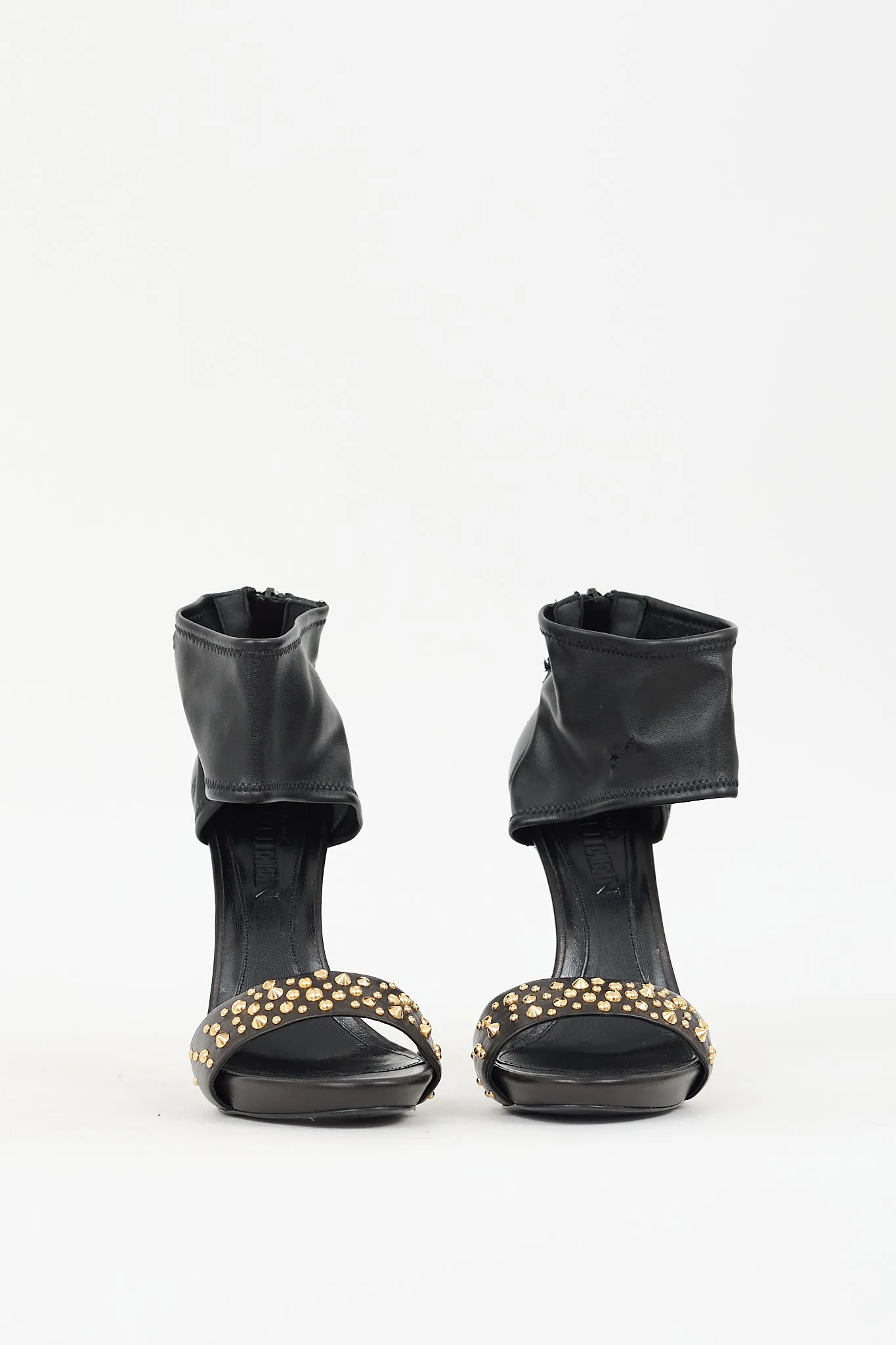 Black & Gold Leather Studded Heel