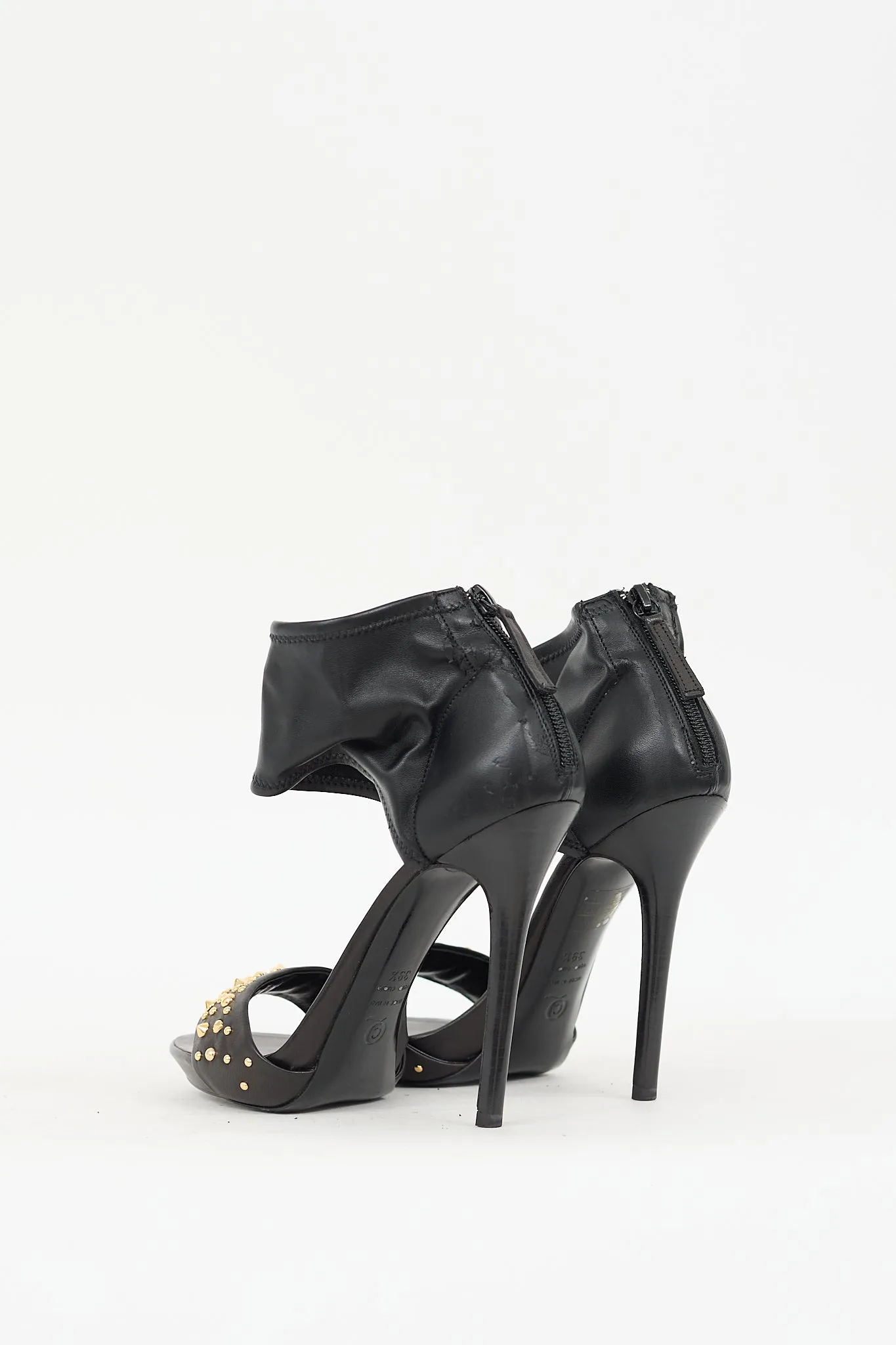 Black & Gold Leather Studded Heel