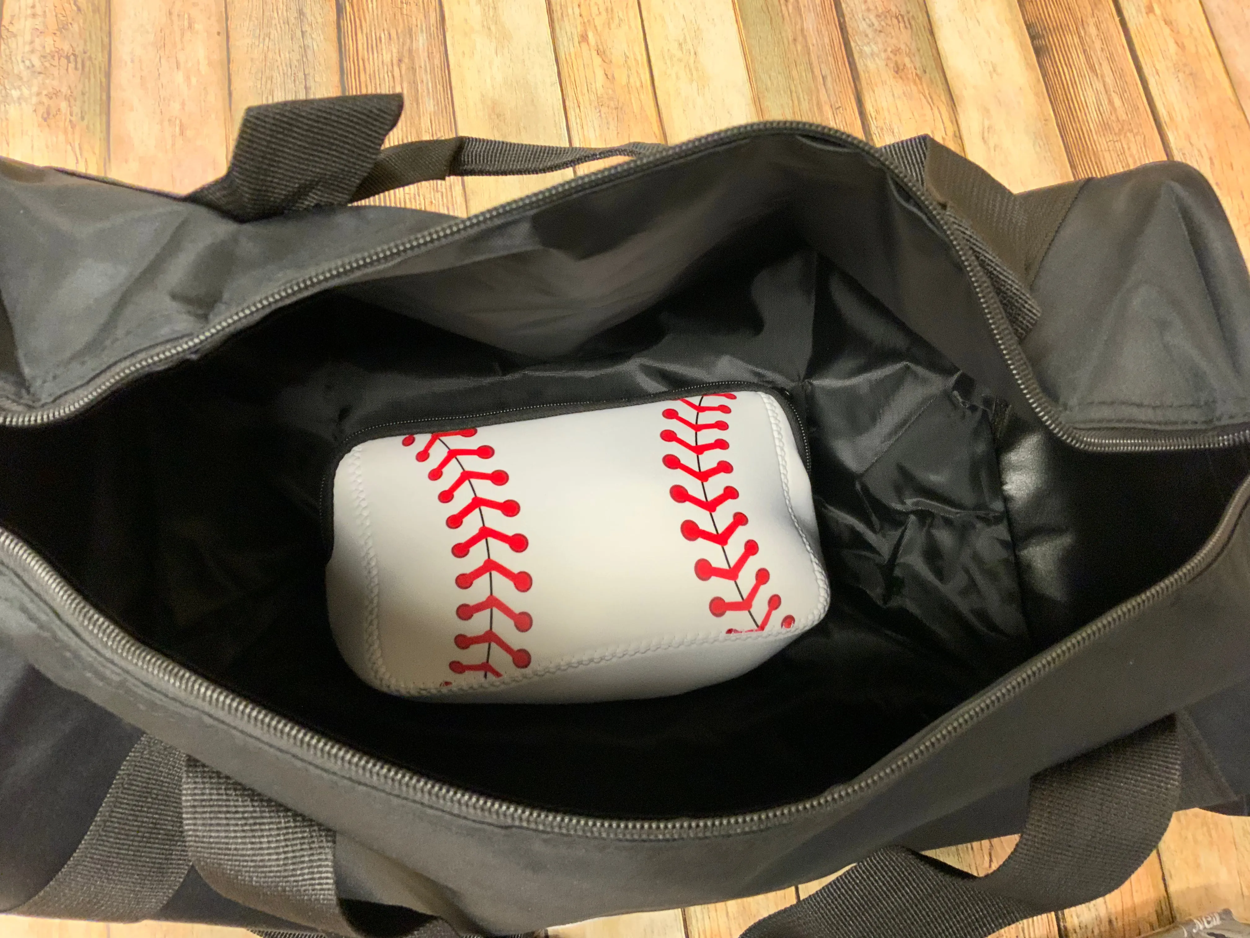 Black Baseball Duffle Bag with Removable Shoulder Strap