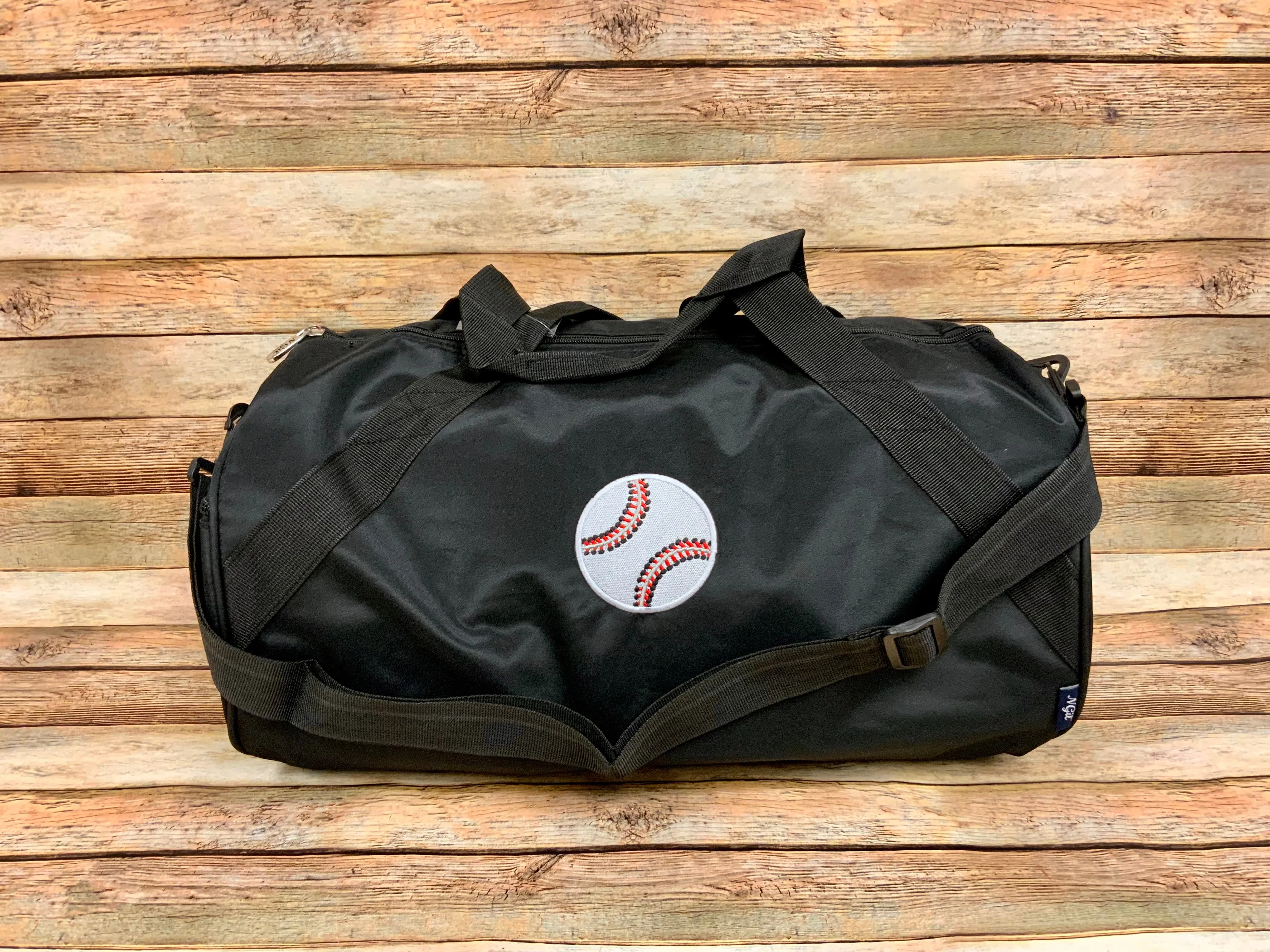 Black Baseball Duffle Bag with Removable Shoulder Strap