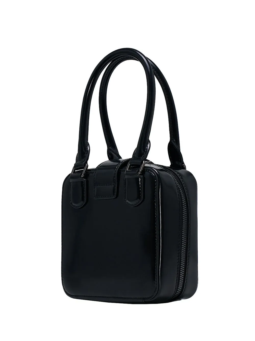 Black Leather Square Mini Tote