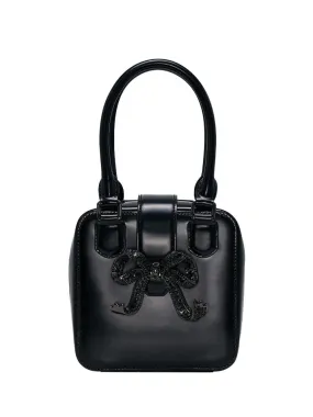 Black Leather Square Mini Tote