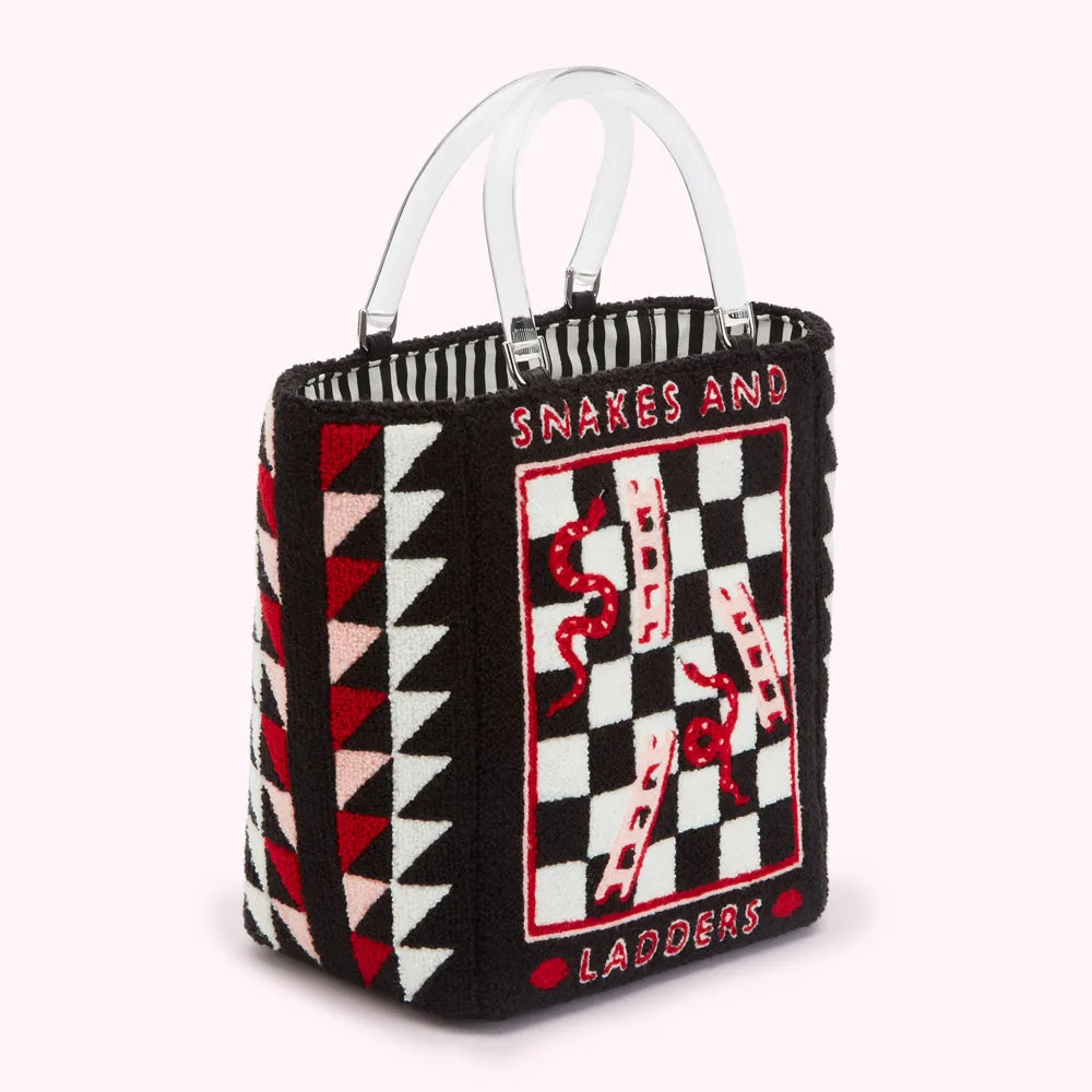 BLACK SNAKES AND LADDERS BIBI TOTE BAG