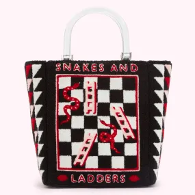 BLACK SNAKES AND LADDERS BIBI TOTE BAG