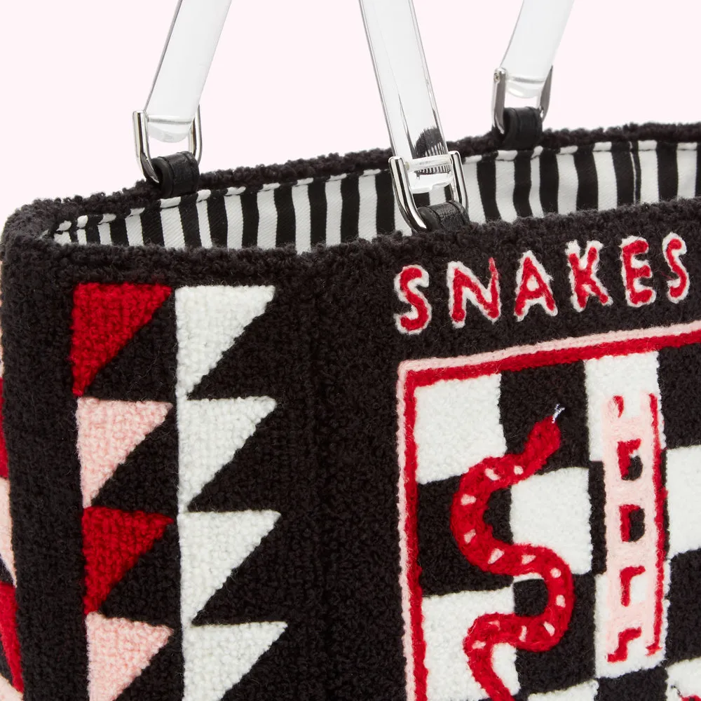 BLACK SNAKES AND LADDERS BIBI TOTE BAG