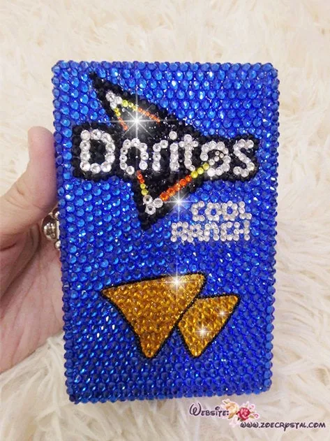 Bling and Bedazzeld Evening Bag or Clutch with Doritos made with Sparkly Crystal Rhinestones Suitable for Party, Wedding, Festival or Prom