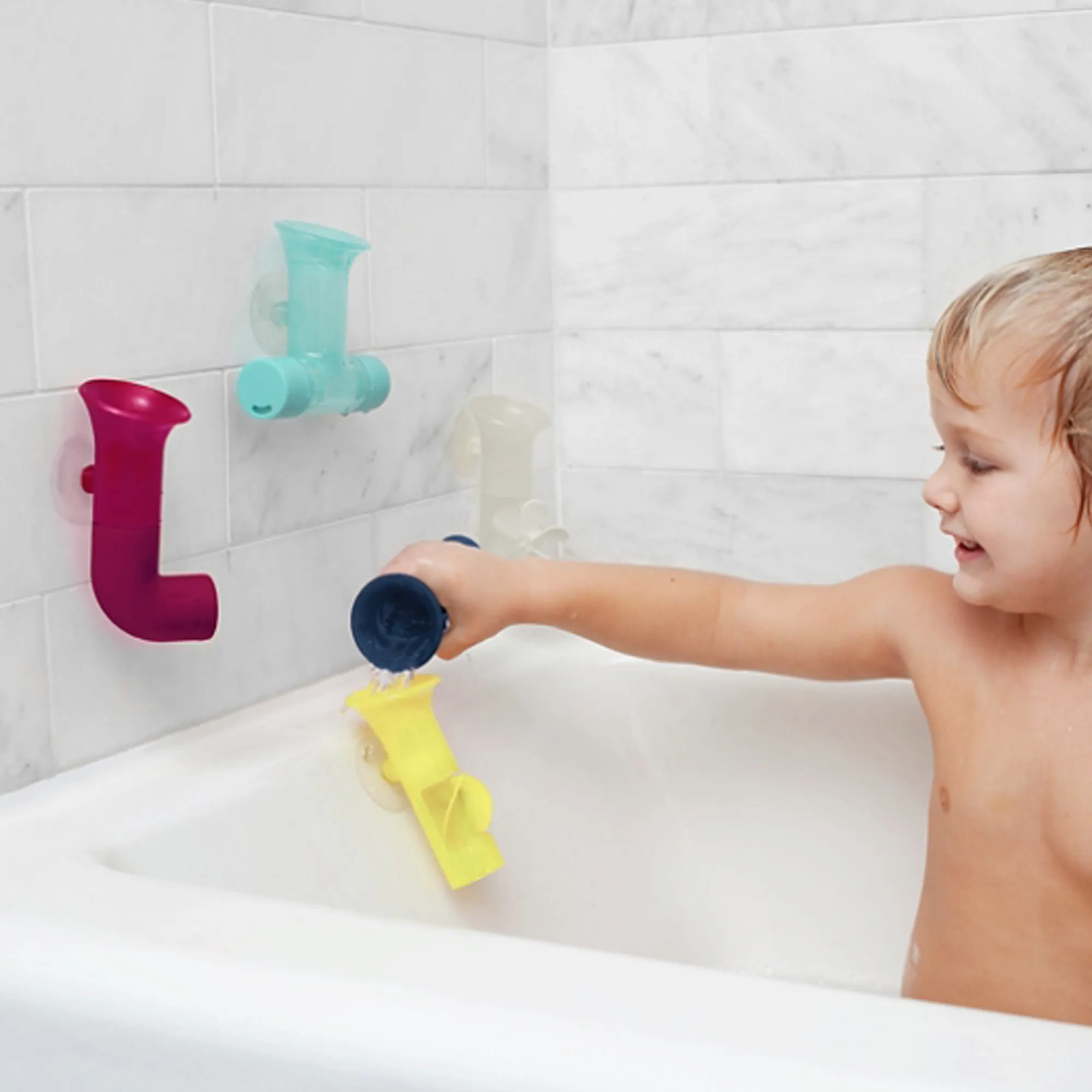 BOON Pipes Building Bath Toys - Navy