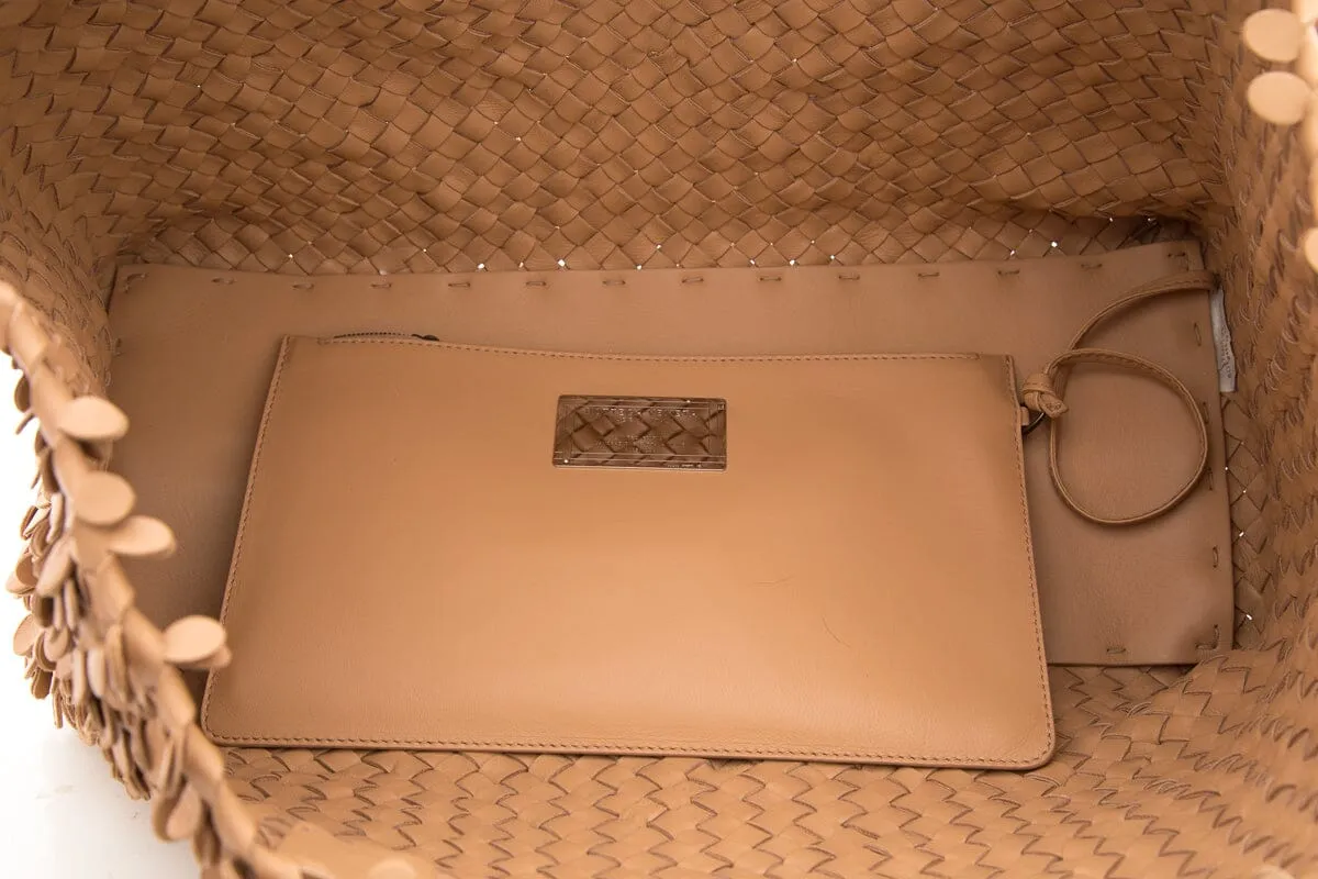 Bottega Veneta Limited Tan Poussin Paillettes Cabat Tote