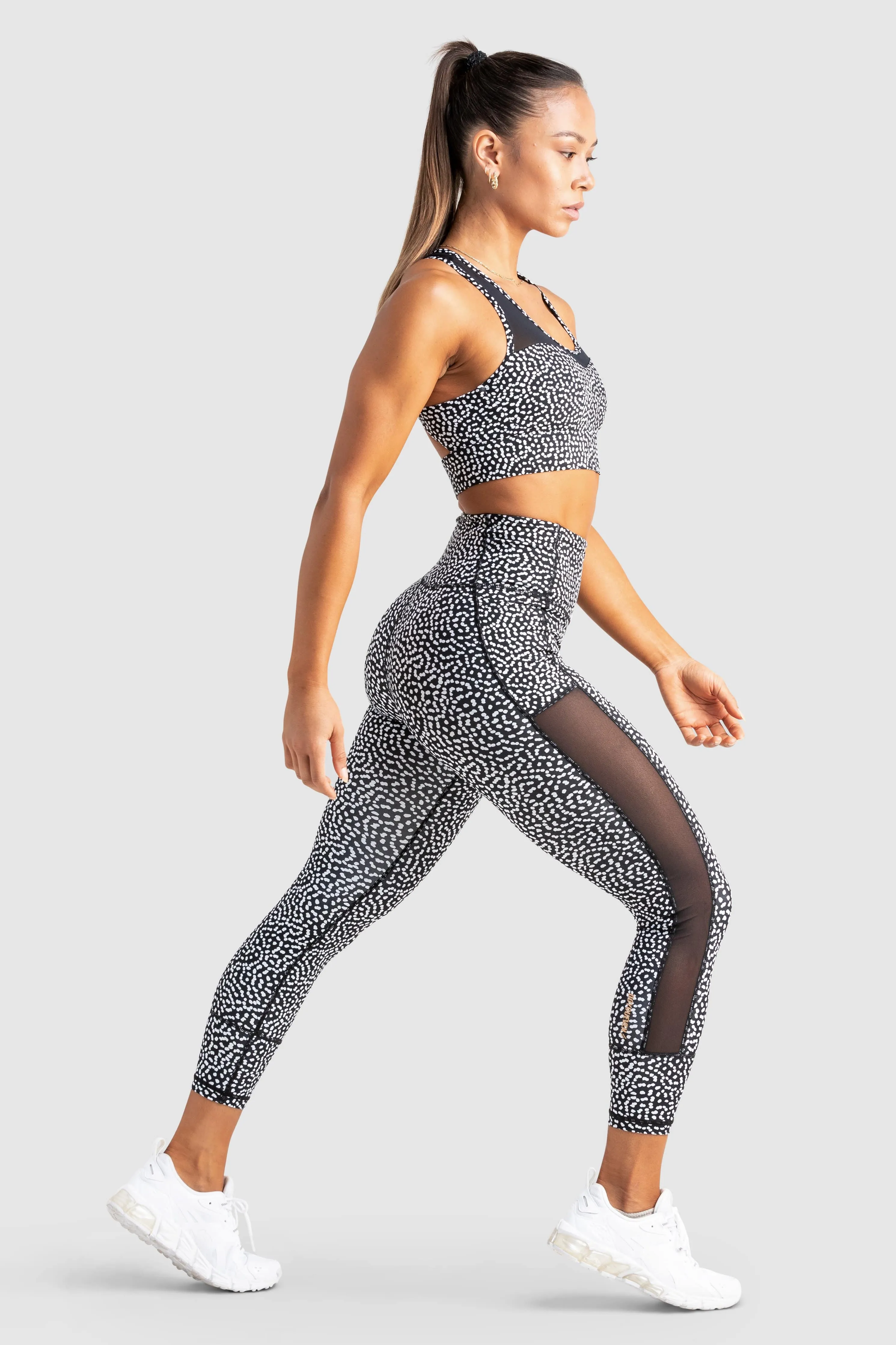 Breeze Mesh Leggings - Black Speckle