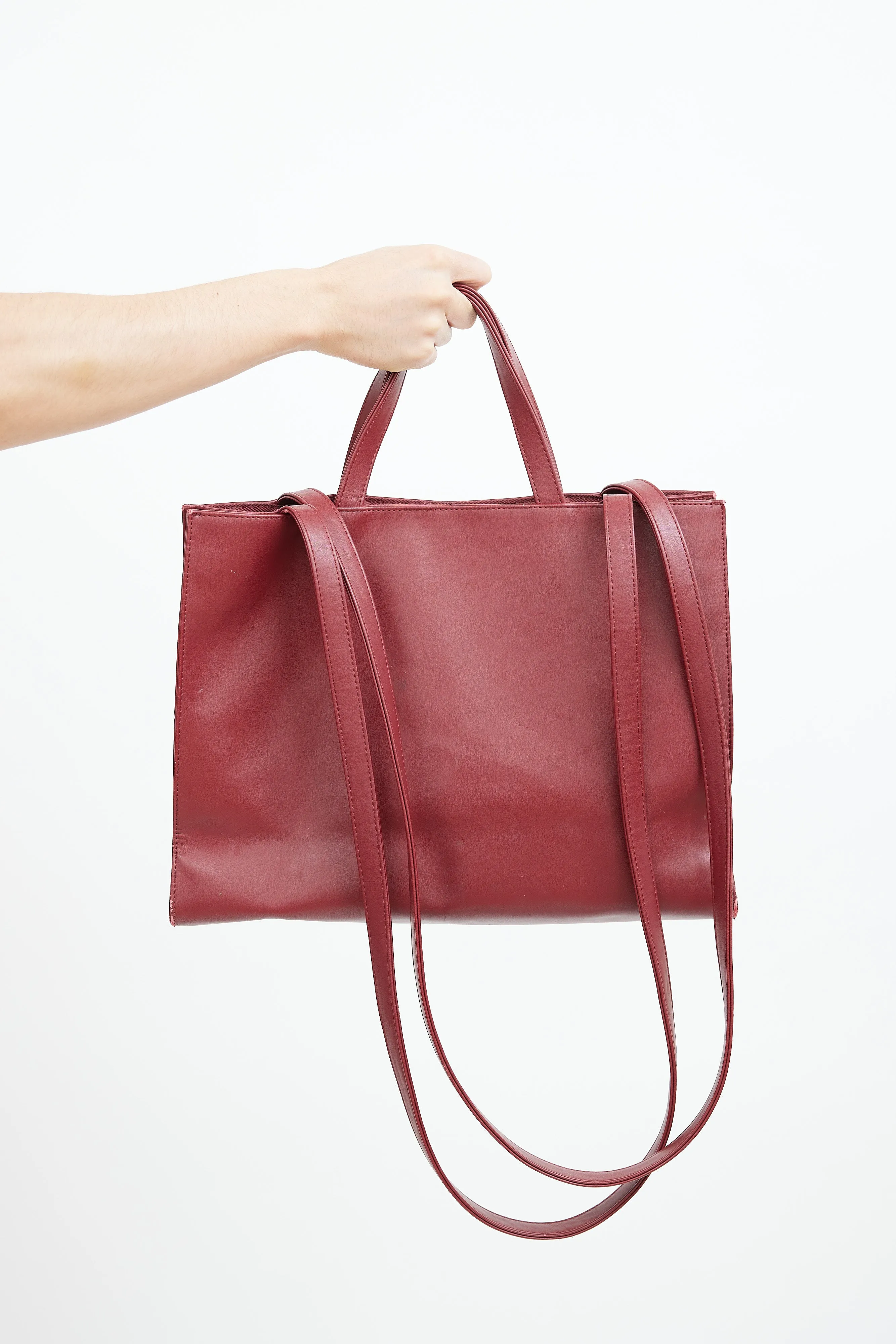 Burgundy Large Shopping Tote Bag