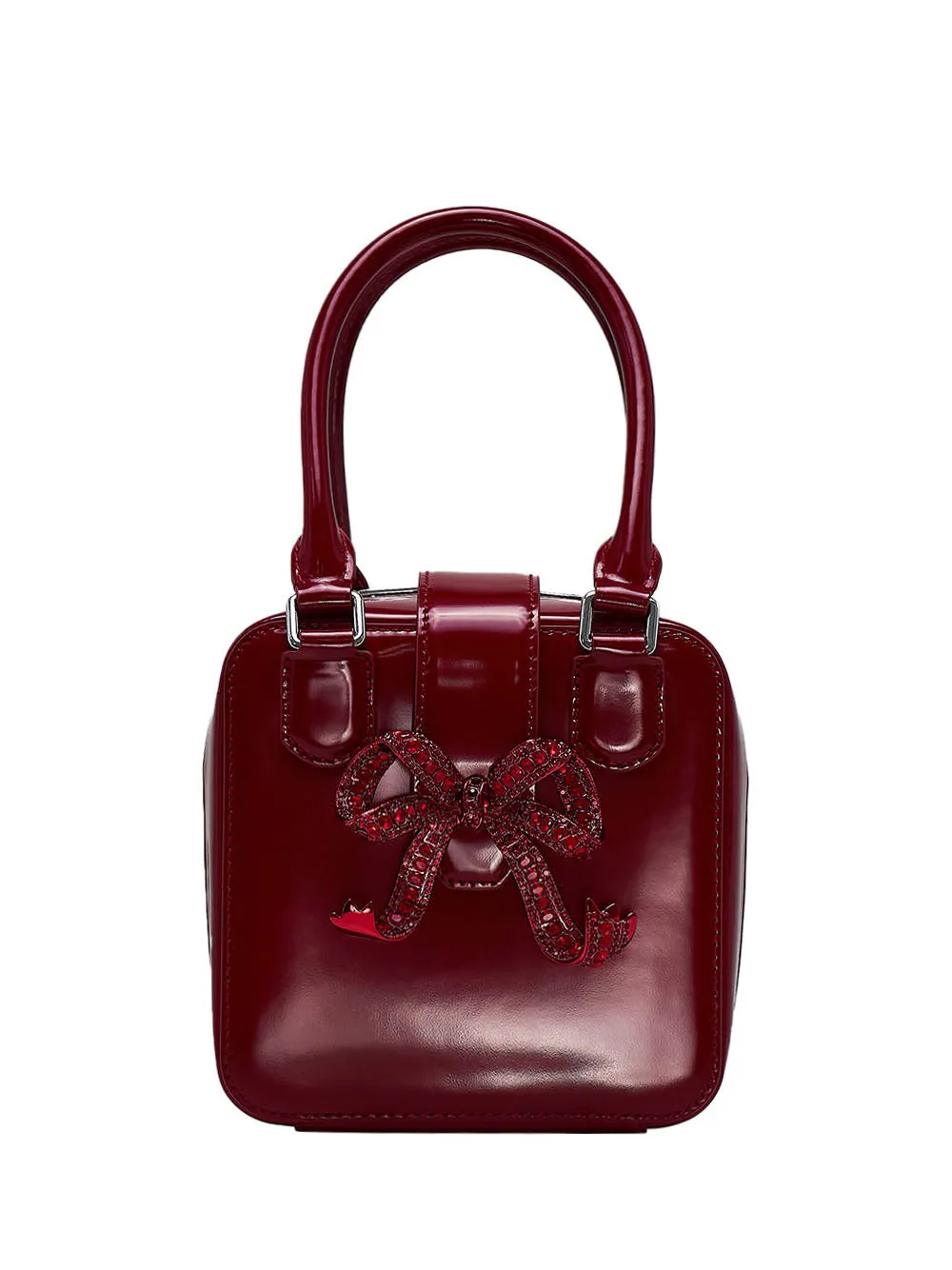 Burgundy Leather Square Mini Bag