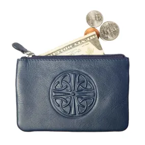 Celtic Knot Leather Coin Purse- Navy