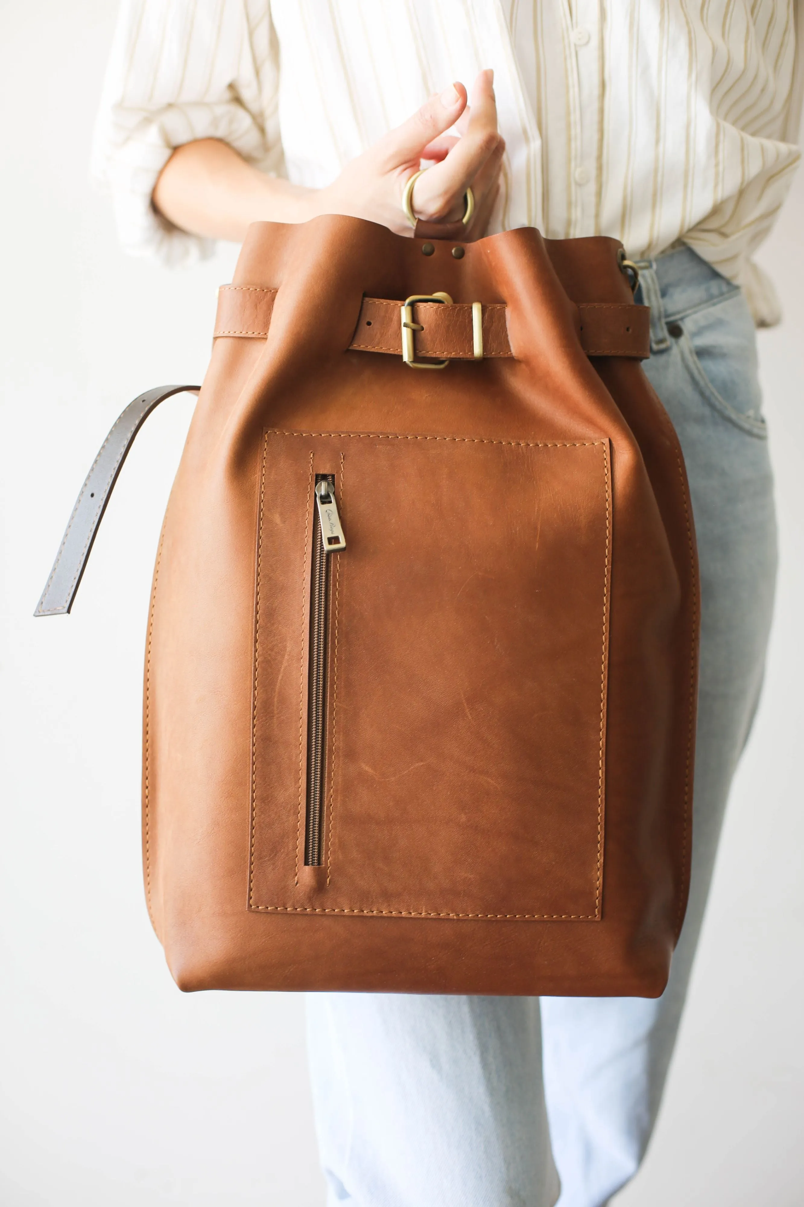 Classic Brown Large Leather Backpack