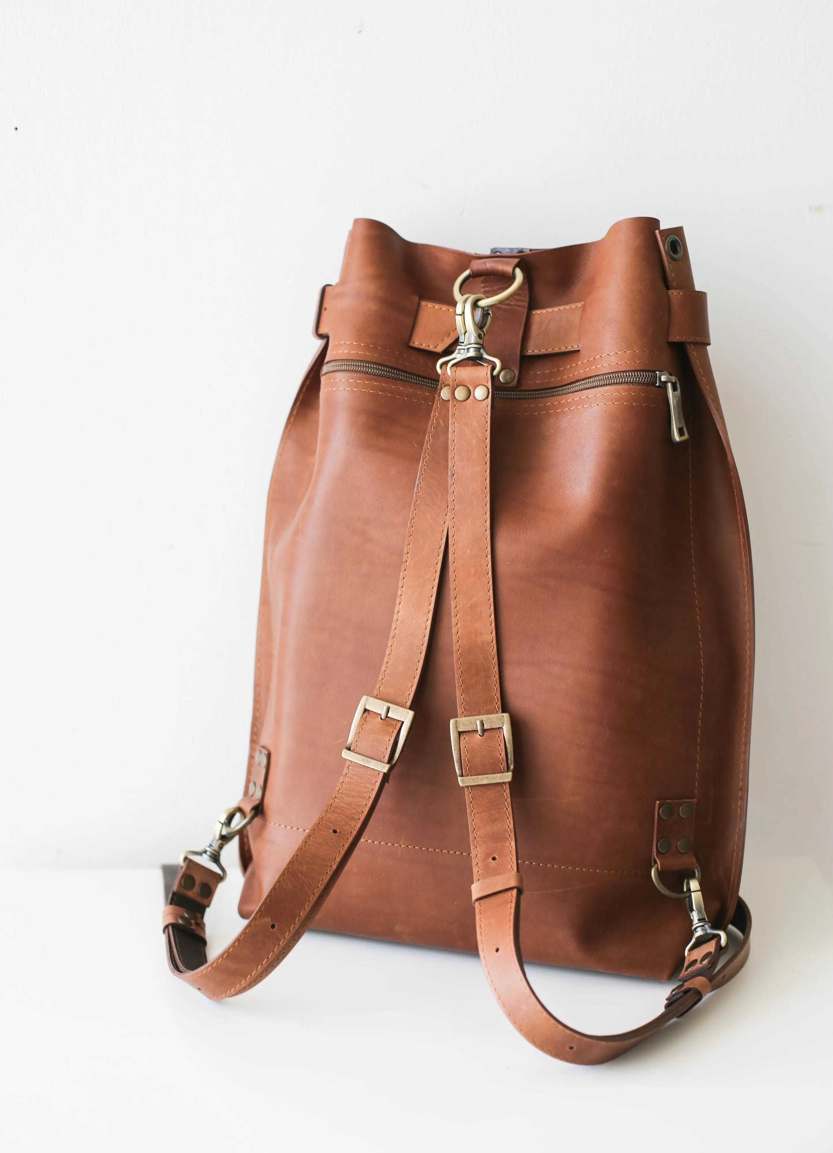 Classic Brown Large Leather Backpack