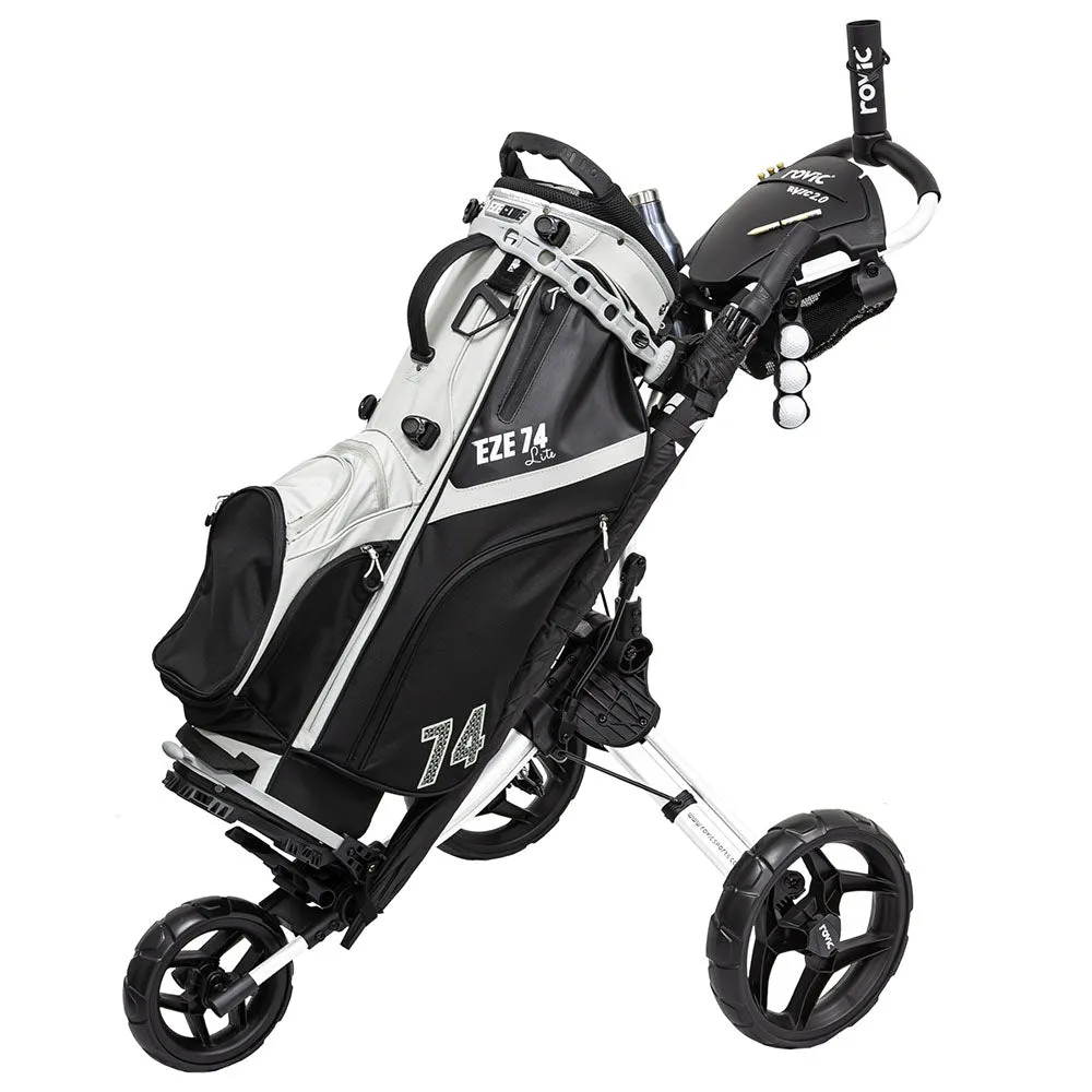 Clicgear Rovic RV1C 2.0 Compact 3-Wheel Push Trolley - Arctic/Black