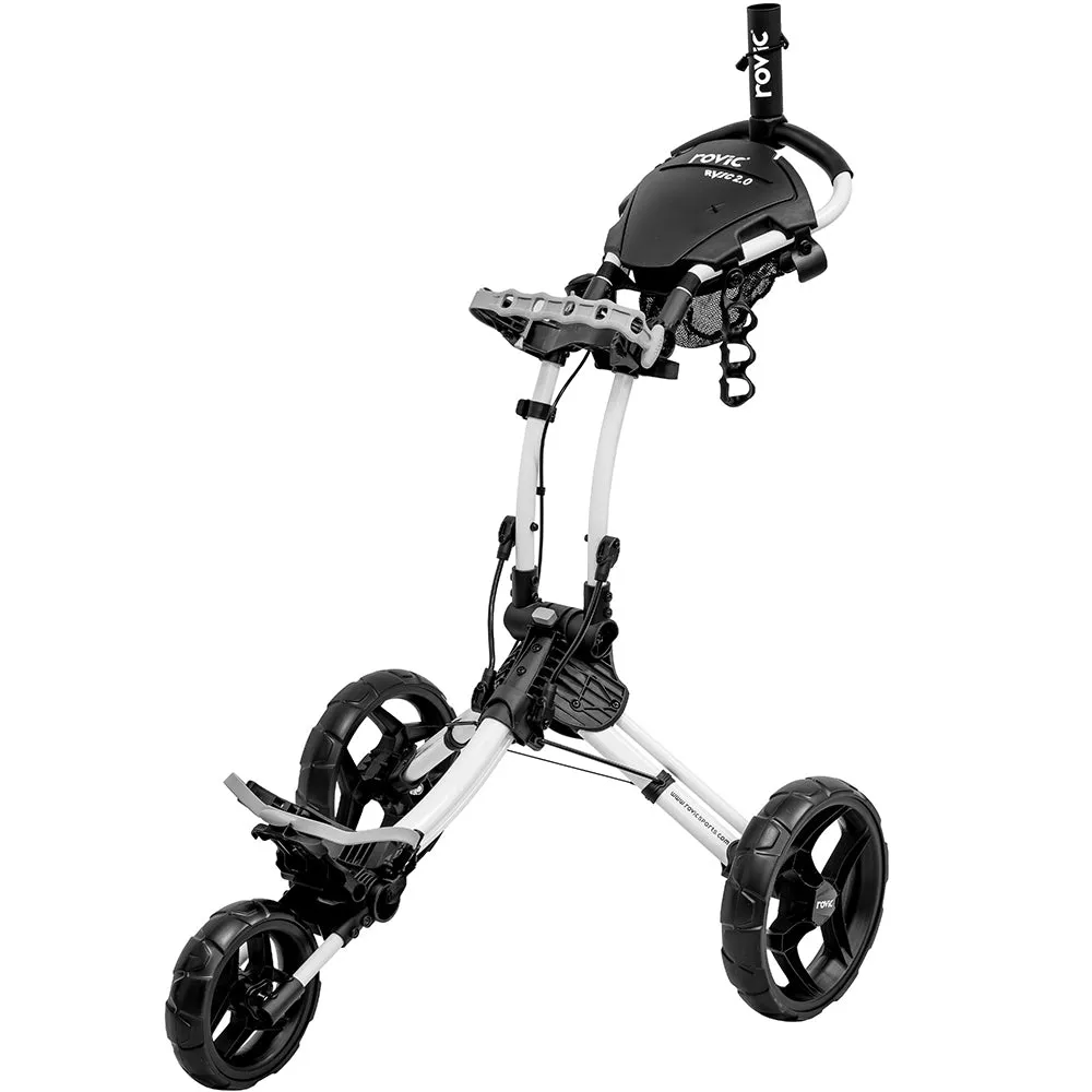 Clicgear Rovic RV1C 2.0 Compact 3-Wheel Push Trolley - Arctic/Black