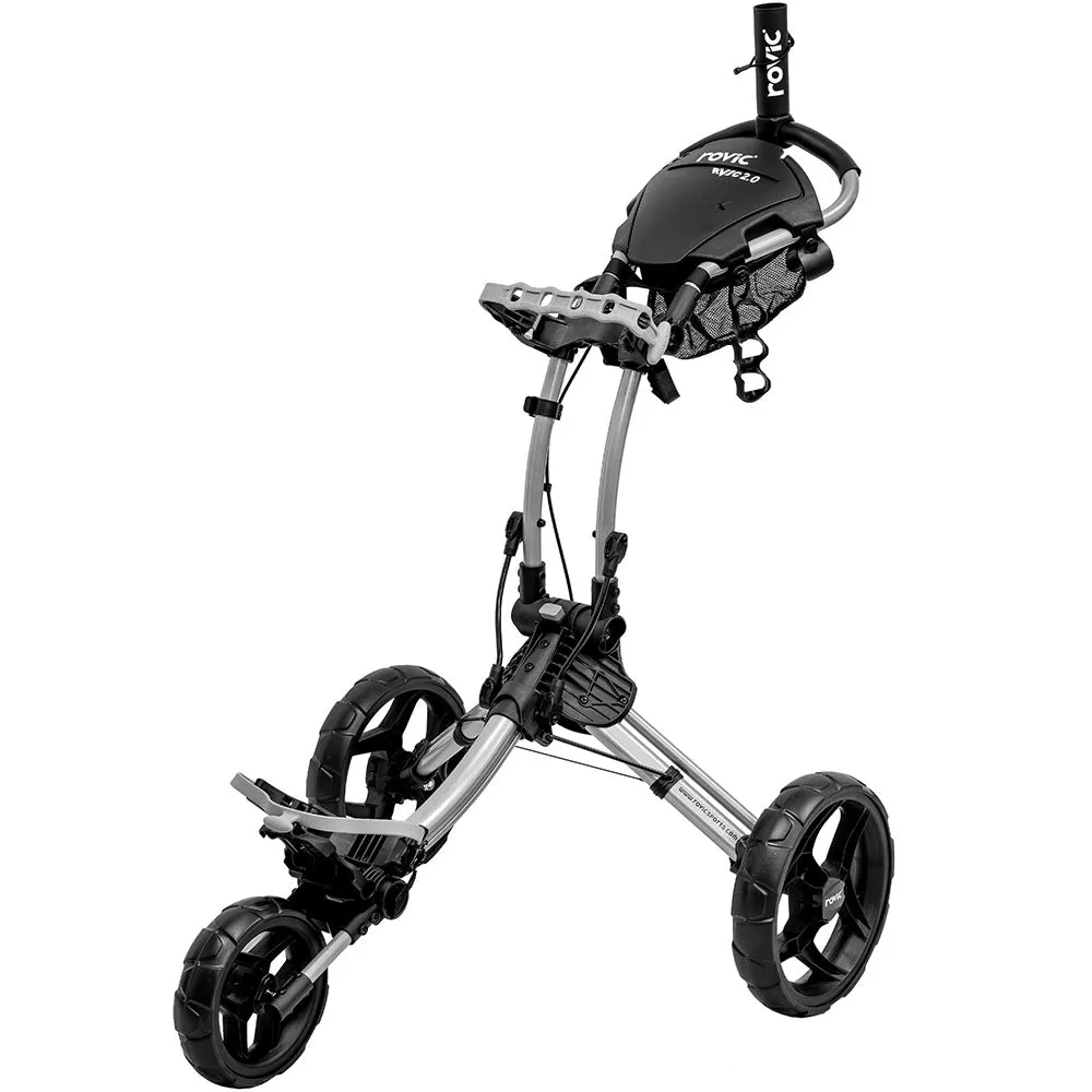 Clicgear Rovic RV1C 2.0 Compact 3-Wheel Push Trolley - Silver/Black