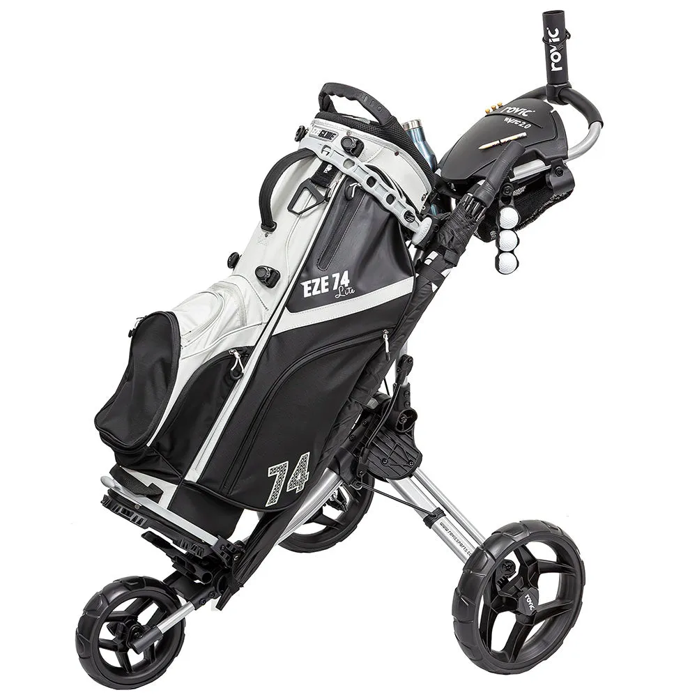 Clicgear Rovic RV1C 2.0 Compact 3-Wheel Push Trolley - Silver/Black