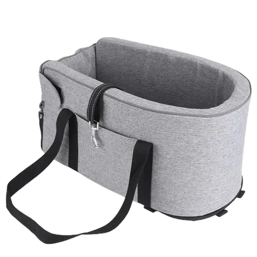 Console Pet Car Seat with Storage Pocket Booster Car Seat Portable Pet Travel Bag Machine Washable Pet Seat Fit For Small Dog Cat - Silver