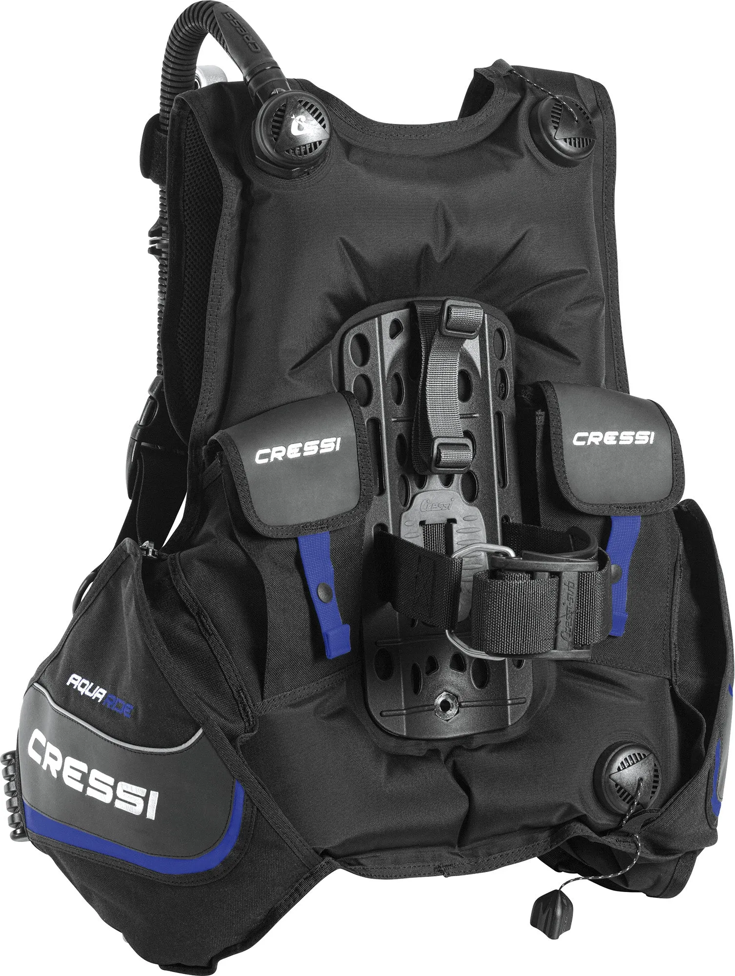 Cressi Aquaride Blue Pro BCD Scuba Gear Package w/ MC9 Compact Regulator & Octo Donatello Console 2 Dive Computer w/ GupG Reg Bag