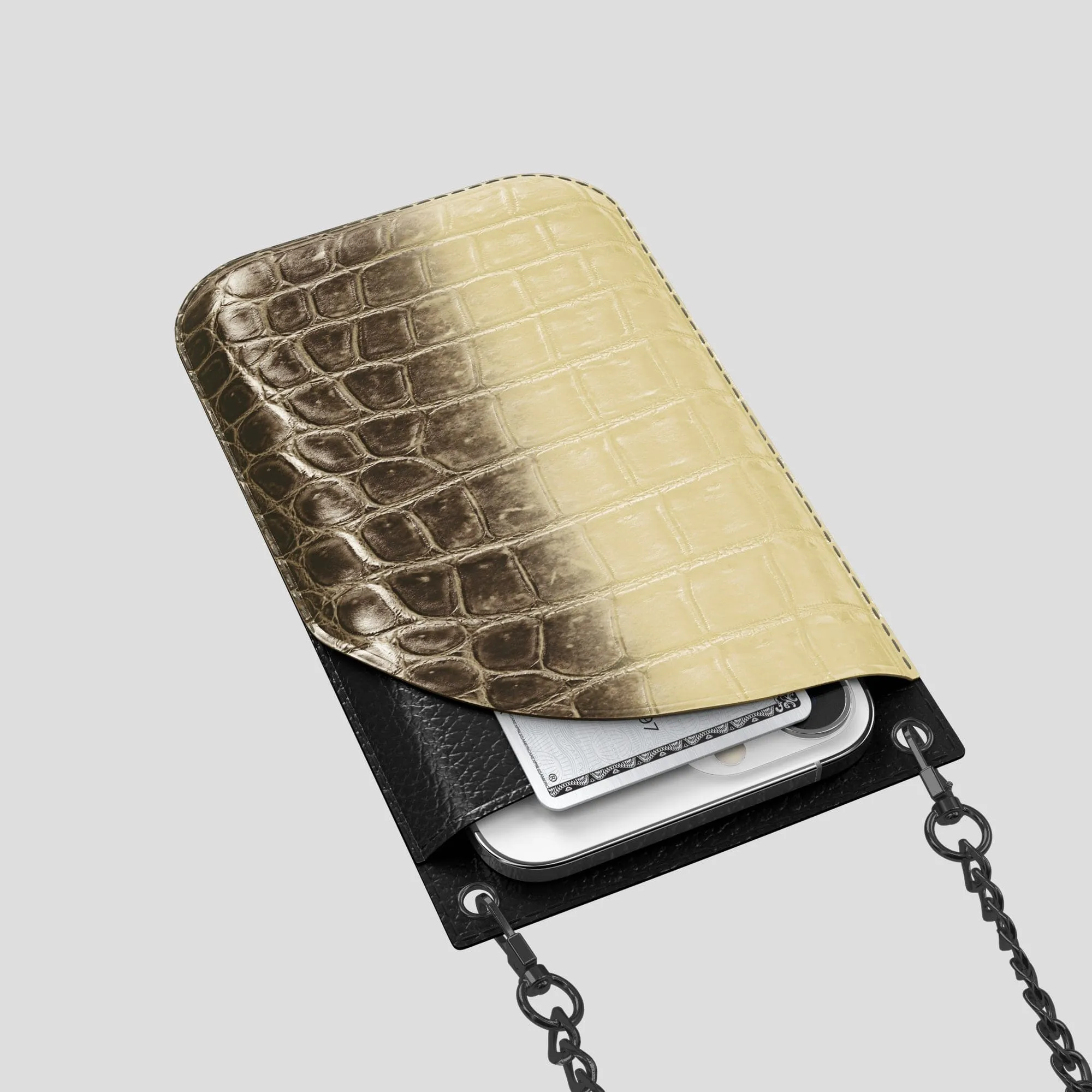 Crossbody Bag For iPhone 15 Pro Max In Himalayan Crocodile