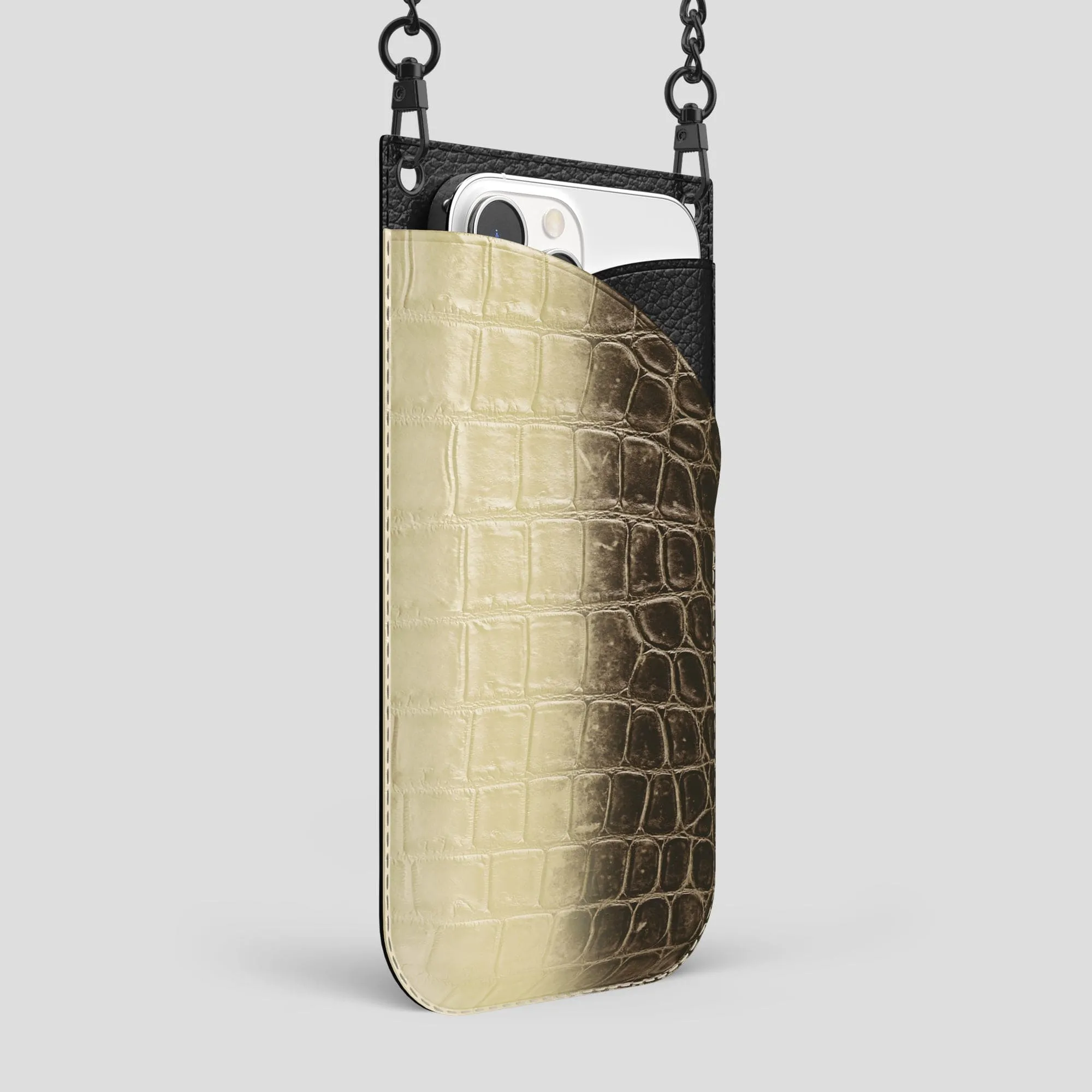 Crossbody Bag For iPhone 15 Pro Max In Himalayan Crocodile